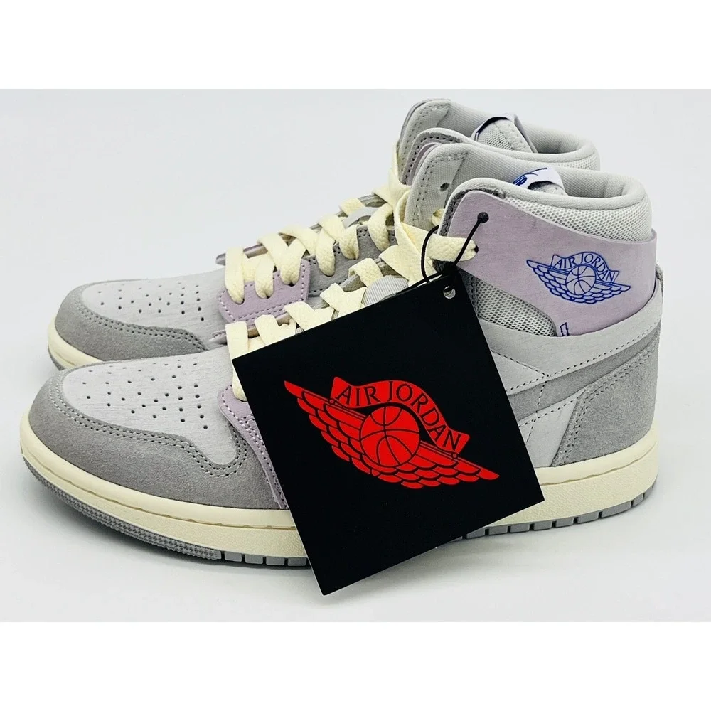 Women's Size 6 - Jordan 1 High Zoom CMFT Gray Purple 2023 DV1305-005 (No Lid)